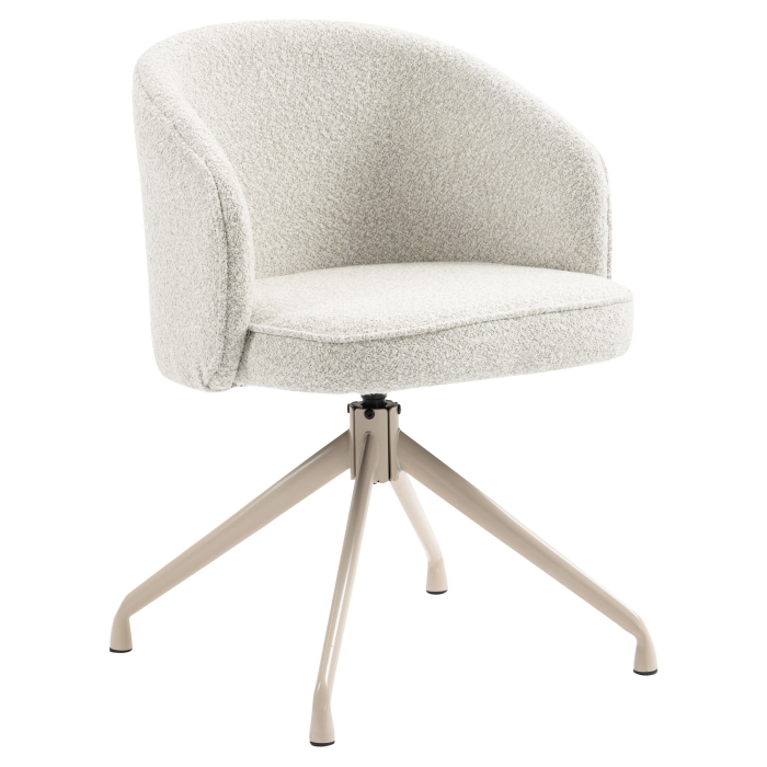 Antonella | Silla de hotel | Crema | Tela Teddy | Base giratoria | Estructura blanca