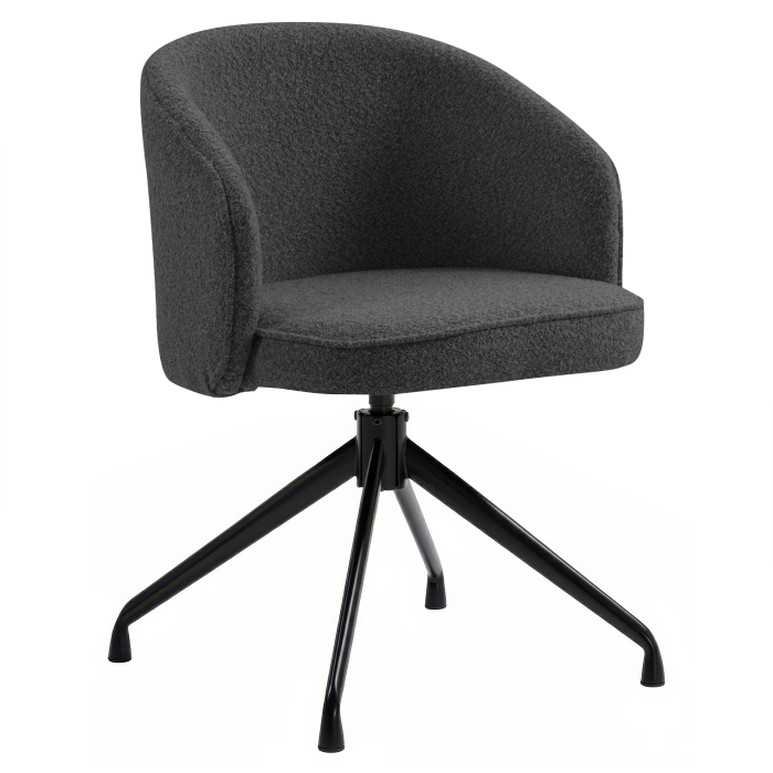 Antonella | Hôtel Chaise | Gris Foncé | Tissu en Peluche | Pied Pivotant