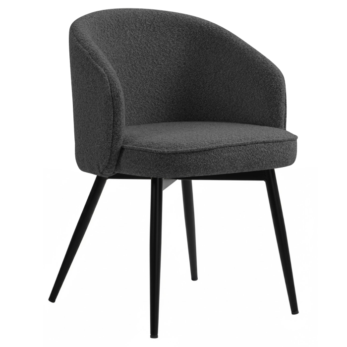 Antonella | Hôtel Stuhl | Gris Foncé | Tissu en Peluche
