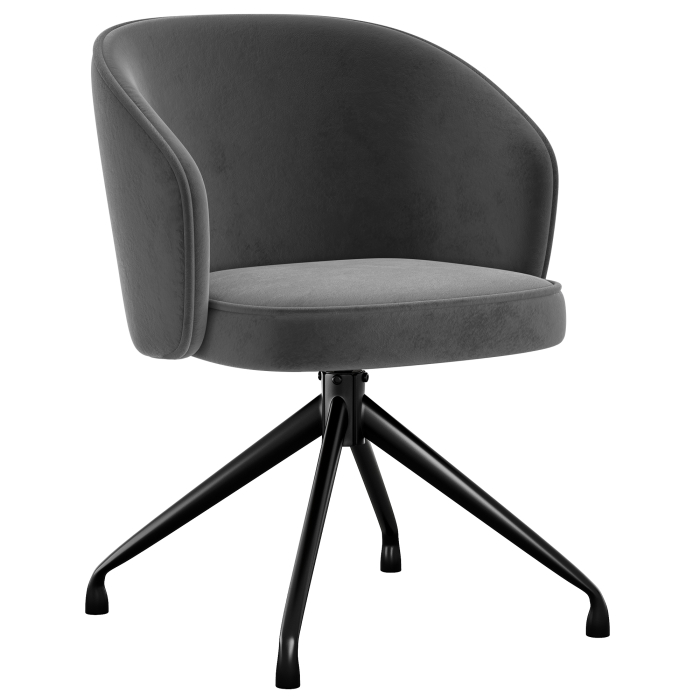 Antonella | Hôtel Chaise | Gris | Velours | Pied pivotant