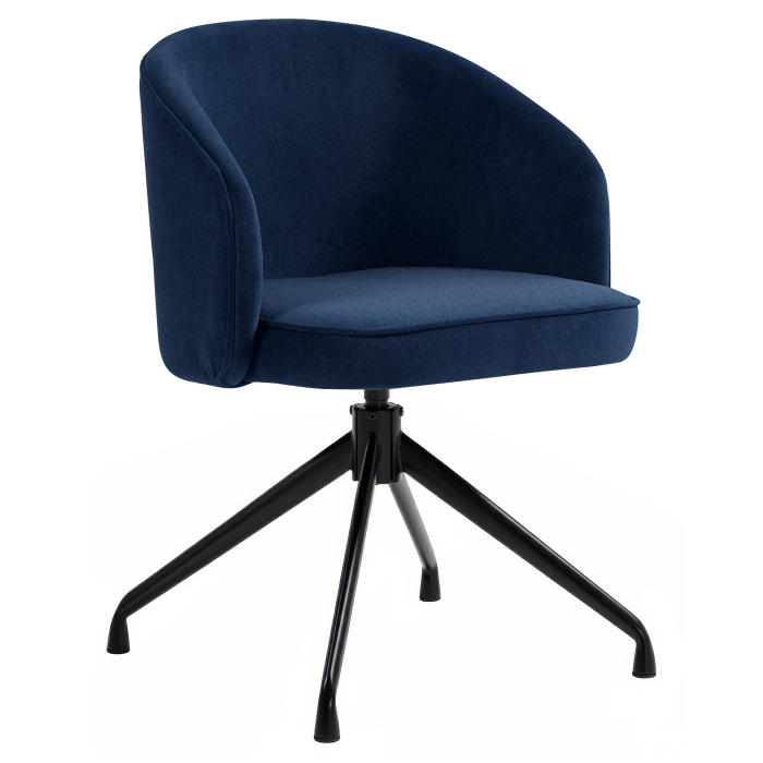 Antonella | Hotel Krzesło | Niebieski | Aksamit | Obrotowa noga