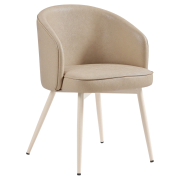 Antonella | Hotel Sedia | Beige | Pelle | Struttura Bianca