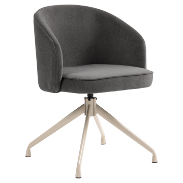Antonella | Hotel Sedia | Grigio | Velluto | Base Girevole | Struttura Bianca