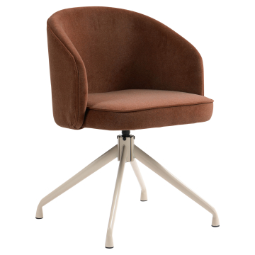 Antonella | Hotel Sedia | Rosso Bronzo | Velluto | Base girevole | Struttura Bianca