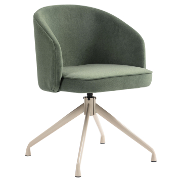 Antonella | Hotel Sedia | Verde | Velluto | Base girevole | Struttura Bianca