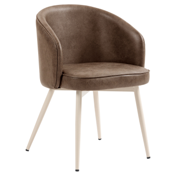 Antonella | Hotel Stol | Brun | Læder | Hvid stel