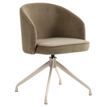 Antonella | Hotell Stuhl | Taupe | Sammet | Svängbar fot | Ram Vit