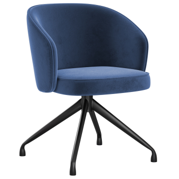 Antonella | Hôtel Chaise | Bleu | Velours | Pied pivotant