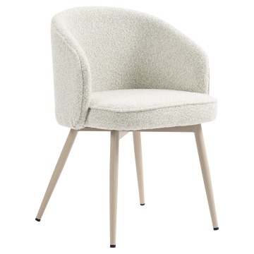 Antonella | Hôtel Chaise | Crème | Tissu en peluche | Structure Blanche