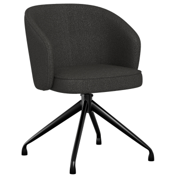 Antonella | Hôtel Chaise | Gris Foncé | Tissu en Peluche | Pied Pivotant