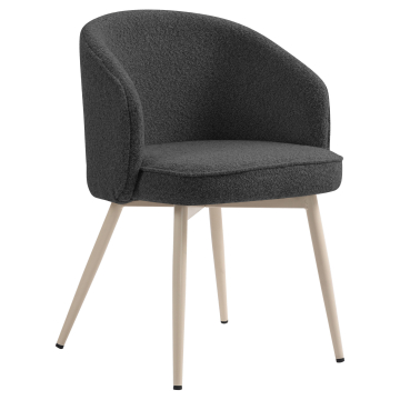 Antonella | Hôtel Fauteuil | Gris Foncé | Tissu en Peluche | Structure Blanche