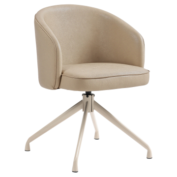 Antonella | Sedia da hotel | Beige | Pelle | Base girevole | Struttura bianca