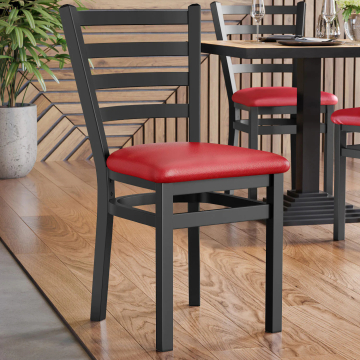 ANTONIO STEEL | Restaurant Houten Stoel | Rood | Leer