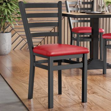 ANTONIO STEEL | Silla de madera para restaurante | Rojo | Cuero