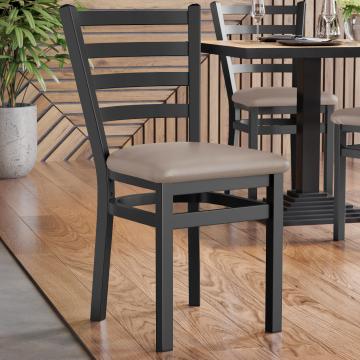 ANTONIO STEEL | Silla de madera para restaurante | Topo | Cuero