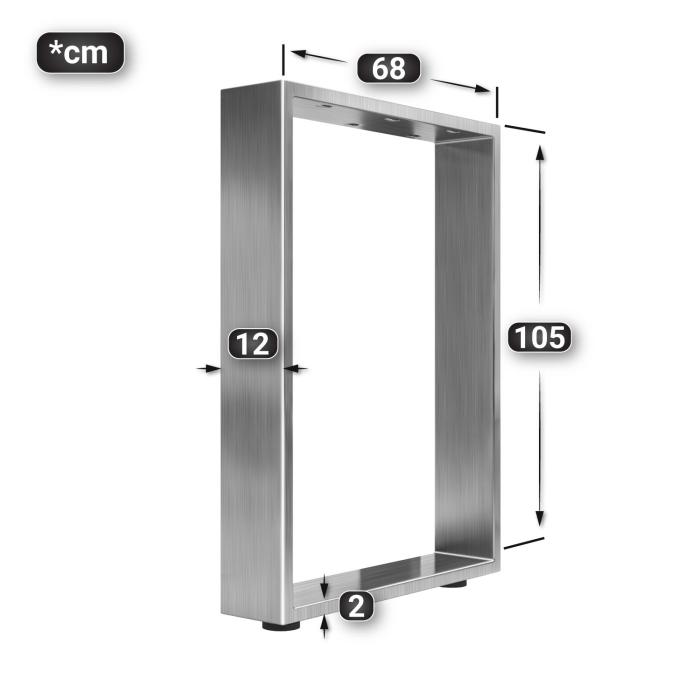 MORENA | X formet barbordben | Rustfritt stål | Føtter: 12x12cm | B68xH105cm MORENA | X formet barbordben | Rustfritt stål | Føtter: 12x12cm | B68xH105cm