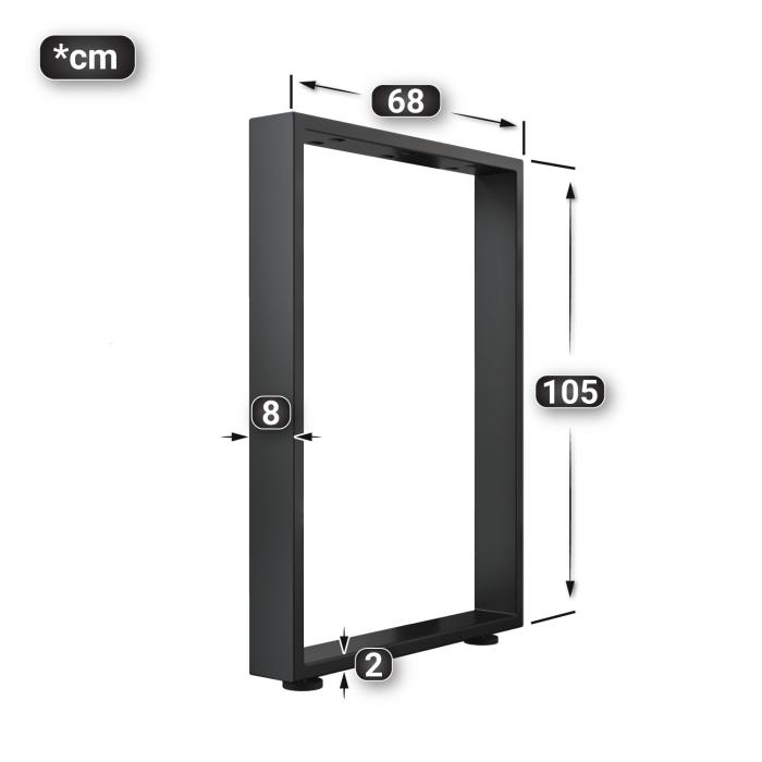 MORENA | U-formede ben til barbord | Sort | Fødder: 8x8cm | B68xH105cm MORENA | U-formede ben til barbord | Sort | Fødder: 8x8cm | B68xH105cm