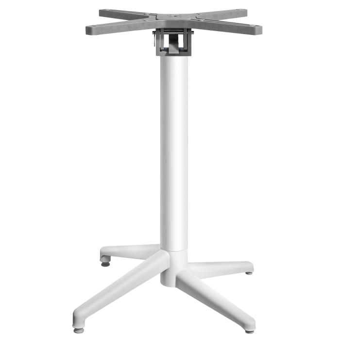 APIA | Struttura per tavolo da bar Bistro | 4 gambe | Base: 44 x 50 cm | Colonna: 6x109 cm | Bianco / Pieghevole