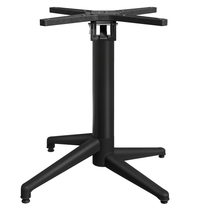 APIA | Bistro Tischgestell | 4 Fuß | Fuß: 44 x 50cm | Säule: 6x74 cm | Schwarz / Klappbar