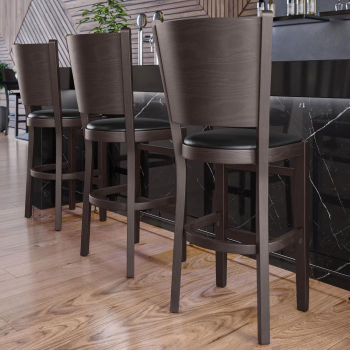 ARMANDO | Gastro Barhocker | Leder | Holz | Schwarz | mit Lehne ARMANDO | Gastro Barhocker | Leder | Holz | Schwarz | mit Lehne