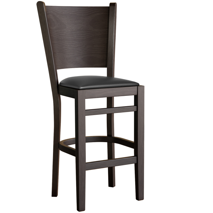 ARMANDO | Gastro Barhocker | Leder | Holz | Schwarz | mit Lehne