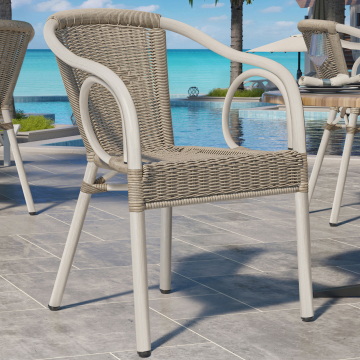 ARGOS | Bistro Rattanstuhl | Grau | Rattan | Stapelbar