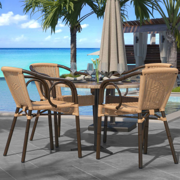 ARGOS | Chaise bistrot en rotin | Marron clair | Rotin | Empilable
