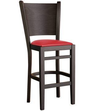 ARMANDO | Gastro Barhocker | Leder | Holz | Rot | mit Lehne