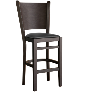 ARMANDO | Gastro Barhocker | Leder | Holz | Schwarz | mit Lehne