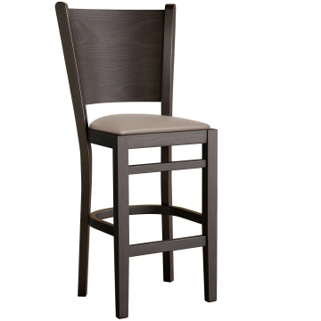 ARMANDO | Gastro Barhocker | Leder | Holz | Taupe/Grau/Braun | mit Lehne