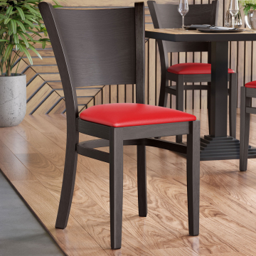 ARMANDO STACK | Restaurant Houten Stoel | Rood | Leer