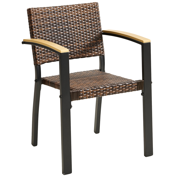 ATHENA | Chaise de bistro en rotin | Noir | Rotin | Empilable