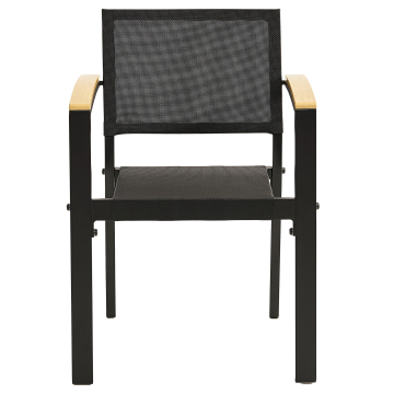 ATHENA | Bistro Textil Stolar | Svart | Textilene-Polyester Material | Stapelbar