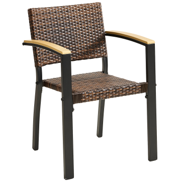ATHENA | Sedia da bistrot in rattan | Nero | Rattan | Impilabile