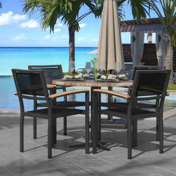ATHENA | Silla Textil Bistro | Negra | Tejido Poliéster | Apilable