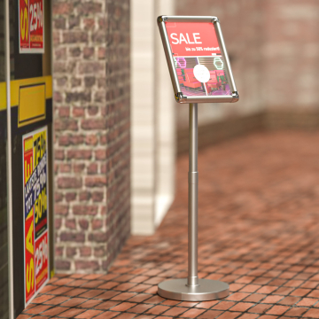 Atlanta | Info Stand | Silver | A4 | Classic | Height adjustable