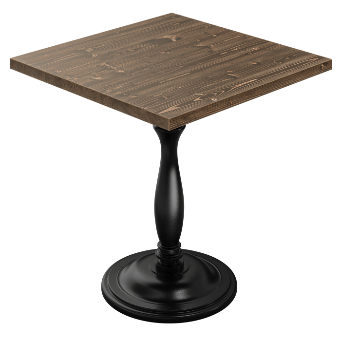 AURELIA DUK | Bistro Tisch | B:T 80 x 80 | H 77 cm | Walnuß | Gestell: Schwarz