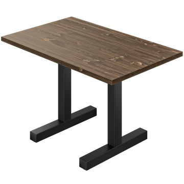 AURELIA CAT | Bistrobord | B: 130 x 80 cm | H: 76 cm | Valnød | Base: Sort | Stolpe: 6 x 6 cm