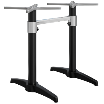 BARCELONA | Bistro Doppel Stehtischgestell | Höhe: 111 cm | 2 Fuß: 60 x 9 cm | Schwarz | + Verbinder + Zusatzgewicht