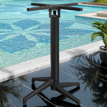 APIA | Estructura de mesa de bar bistro | 4 patas | Base: 44 x 50 cm | Columna: 6x109 cm | Negro / Plegable