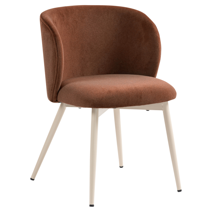 Ava | Hotel Stuhl | Rot Bronze | Samt | Gestell Weiß