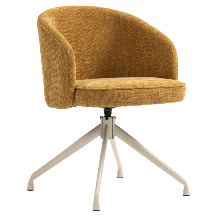 Antonella | Silla de hotel | Marrón miel | Tela/Textil | Base giratoria | Estructura blanca