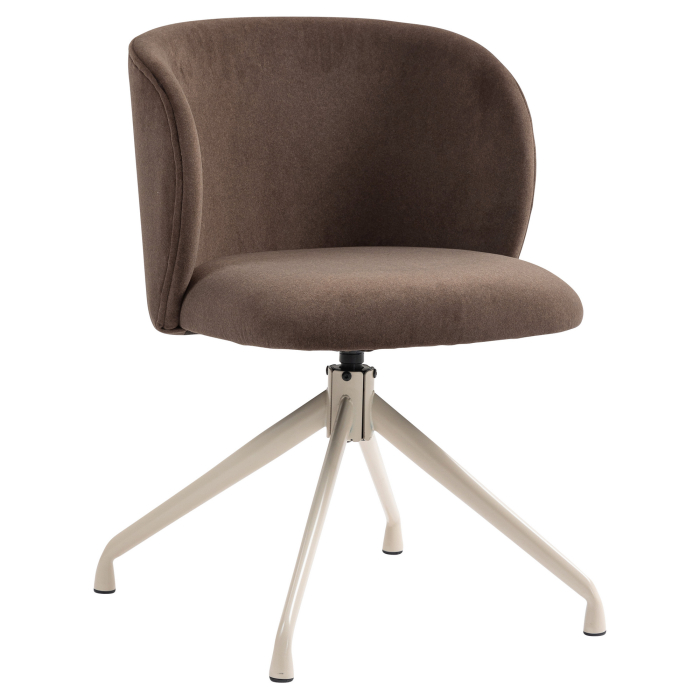 Ava | Hotel Stuhl | Braun | Samt | Drehfuß | Gestell Weiß