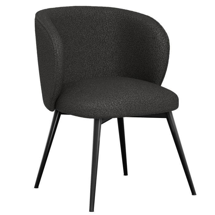 Ava | Chaise d'hôtel | Gris foncé | Tissu Teddy