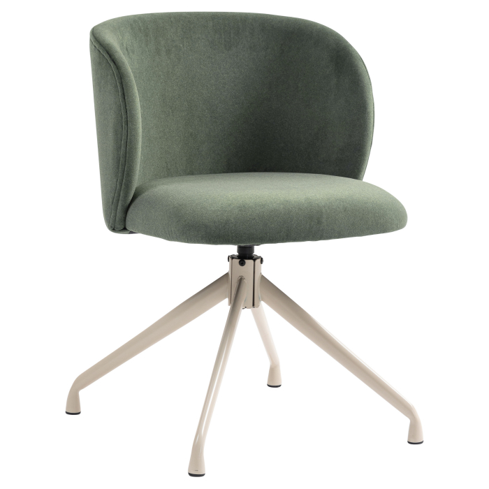 Ava | Hotel Stuhl | Grün| Samt | Drehfuß | Gestell Weiß