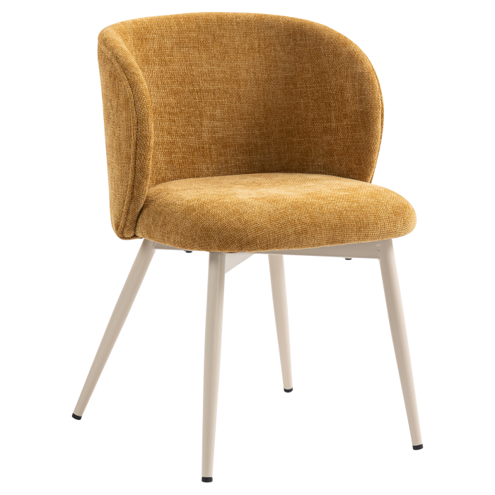 Ava | Hotelstol | Honningbrun | Stof/Tekstil | Hvidt stel