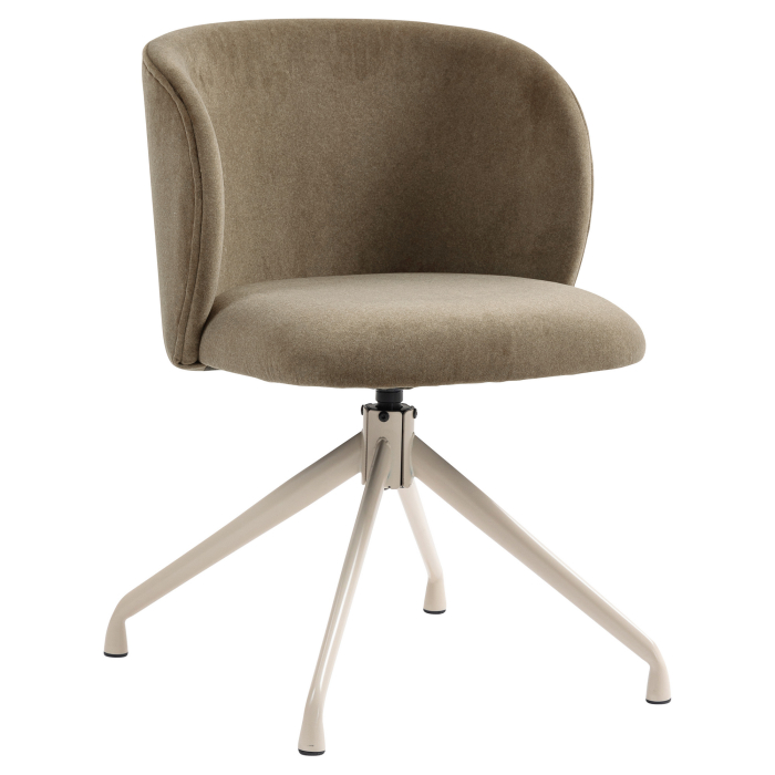 Ava | Hotel Stuhl | Taupe | Samt | Drehfuß | Gestell Weiß