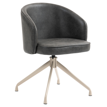 Antonella | Sedia da hotel | Nero | Pelle | Base girevole | Struttura bianca