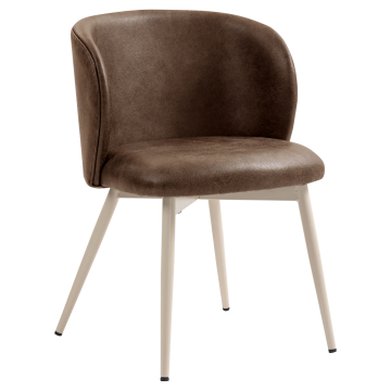 Ava | Fauteuil d'hôtel | Marron | Cuir | Structure blanche