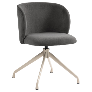 Ava | Hotel Stuhl | Grau | Samt | Drehfuß | Gestell Weiß